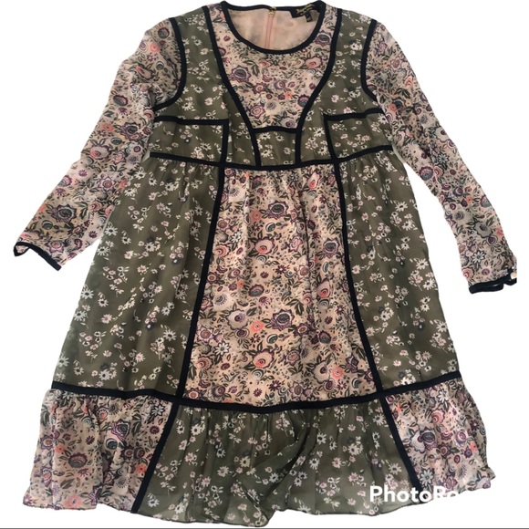 Juicy Couture Dresses & Skirts - Juicy Couture NWOT pink green floral bohemian long sleeve mini dress